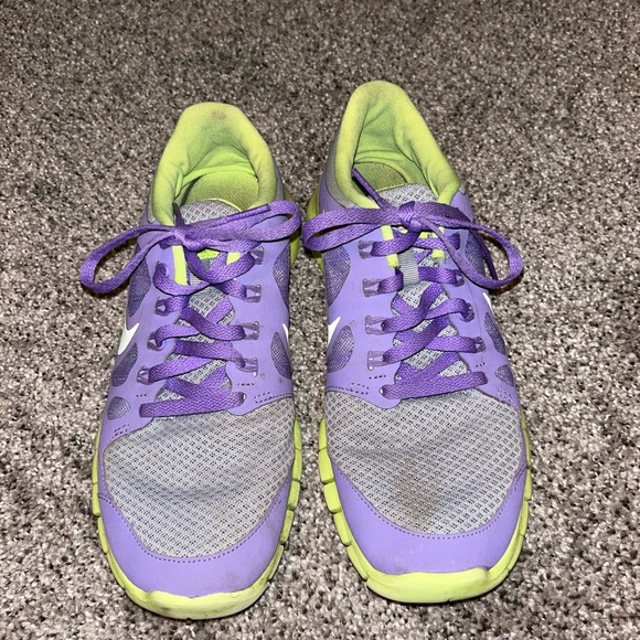 NIKE free run 5.0 neon running shoes purple and yellow - Picture 4 of 7